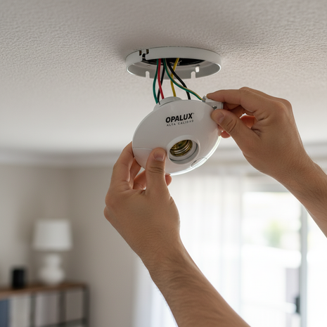 Portalámpara OPALUX E27 en instalación – socket para luminarias de techo y lámparas colgantes – fácil montaje

