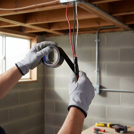 Cinta aislante 3M Temflex 155 en uso – aislamiento de cables y empalmes eléctricos – resistente a humedad y temperatura

