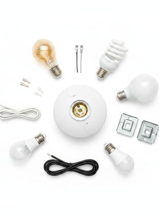 Portalámpara OPALUX E27 con accesorios eléctricos – socket plástico resistente para focos y lámparas del hogar

