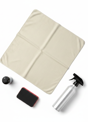 Paño FRABER MICRON SUEDE desplegado – gamuza sintética premium para aplicación y nivelado de protectores cerámicos

