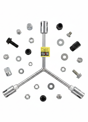 Llave de tubo tipo Y tres bocas cromada – herramienta compacta para taller automotriz y mantenimiento general

