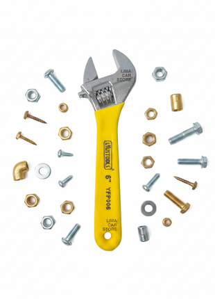 Llave francesa ajustable 6" UYUSTOOLS con accesorios de ferretería – herramienta compacta para instalaciones y mantenimiento

