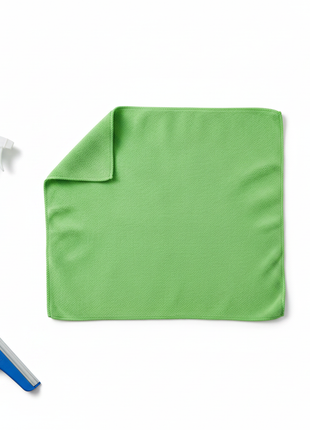 Paño FRABER MICRON GLASS verde desplegado – microfibra especializada para vidrios espejos y superficies de cristal

