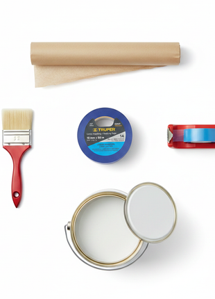 Cinta masking tape TRUPER azul con accesorios de pintura – 18mm x 50m para enmascarado profesional y manualidades

