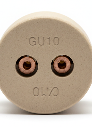 Socket GU10 porcelana beige – ranuras de contacto de precisión para focos dicroicos halógenos y LED

