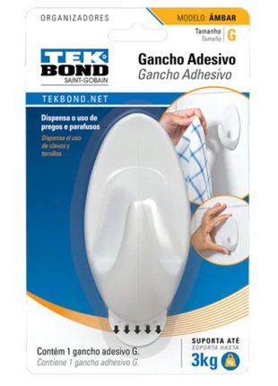 GANCHO ADESIVO GRANDE AMBAR TEKBOND