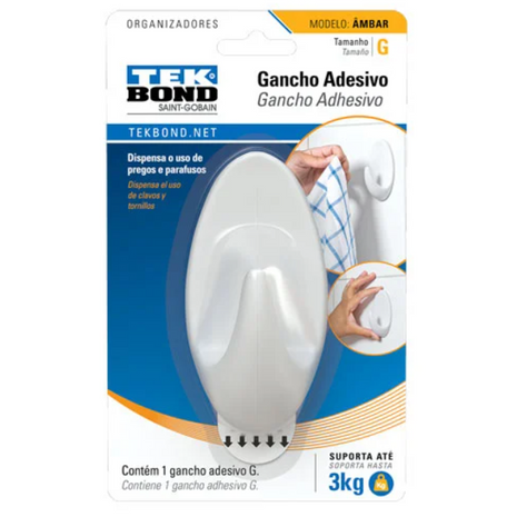 GANCHO ADESIVO GRANDE AMBAR TEKBOND