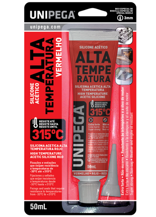 SILICONA ACETICA ALTA TEMPERATURA ROJO UNIPEGA 50ML