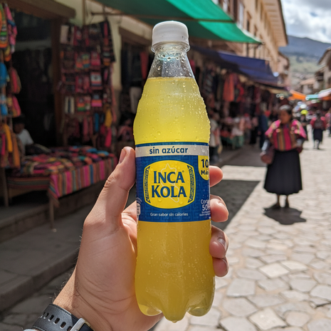 Inca Kola Sin Azúcar en uso