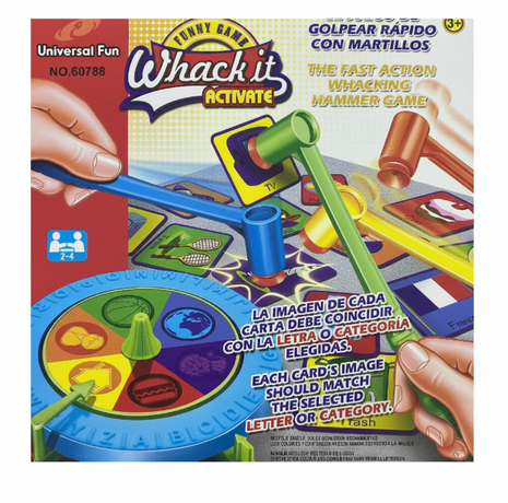 Whack It Activate juego de mesa golpear con martillos Universal Fun - acción rápida, 2-4 jugadores, desde 3 años