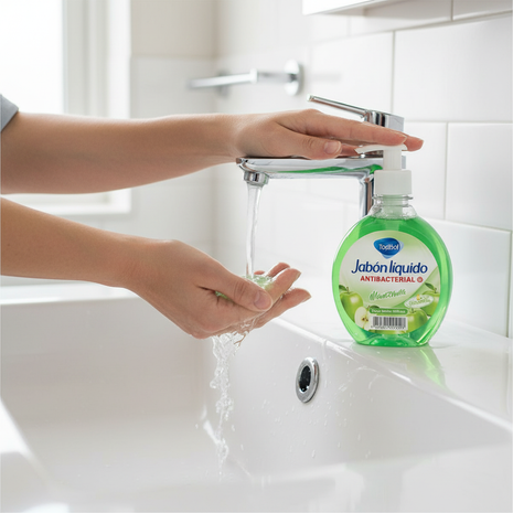 Jabón Líquido Antibacterial en situación de uso