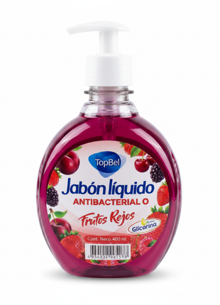 Jabón líquido antibacterial de frutas rojas TopBel 400ml – dispensador pump
