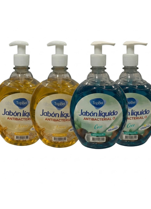 Tópico jabón líquido antibacterial avena y coco 1L pack x4 – doble fórmula – hidratación y frescura

