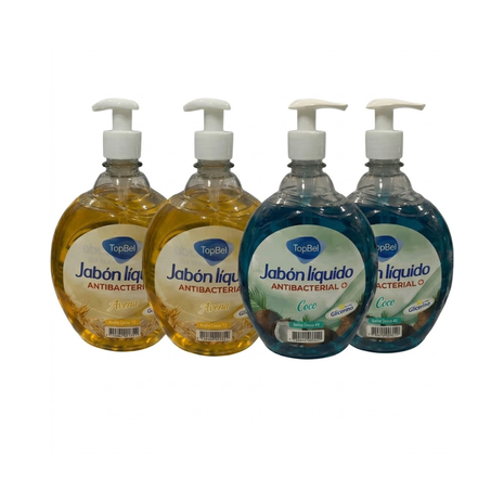 4X JABON LÍQUIDO ANTIBACTERIAL COCO Y AVENA 1 LITRO