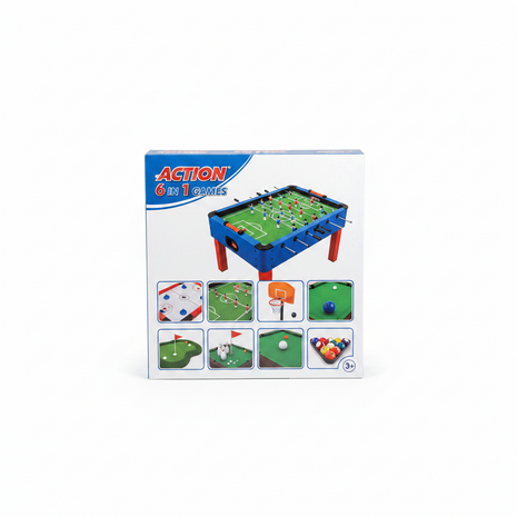 Action juego mesa 6 en 1 hockey fútbol básquet boliche billar golf niños 3 años