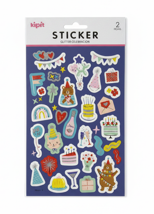 Kipit Sticker Glitter Celebración frontal