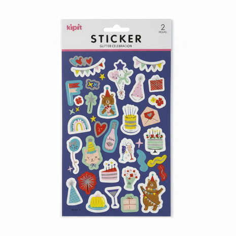 Kipit Sticker Glitter Celebración frontal
