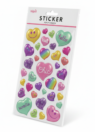 Kipit Sticker Pop Up Corazon – Ángulo 3/4 fondo blanco