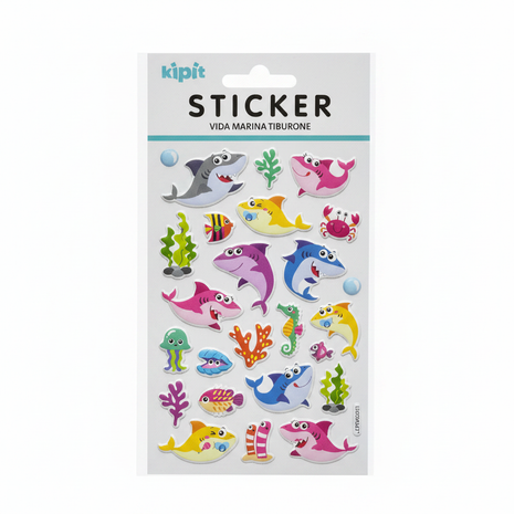 Kipit Sticker Vida Marina Tiburone – Fondo Blanco