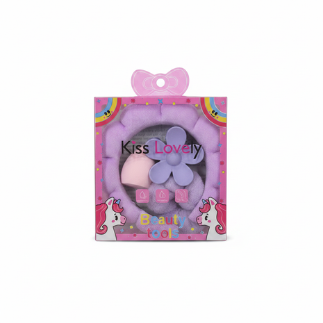 Kiss Lovely Beauty Tools – diadema esponjosa + clip flor + esponjas – set de belleza y skincare