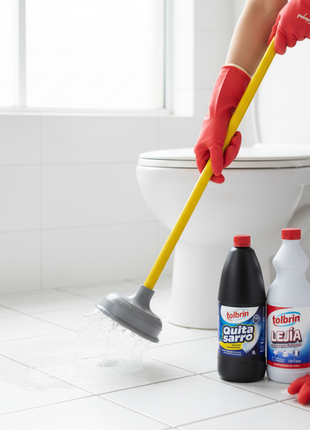 Kit limpieza baño en situación de uso