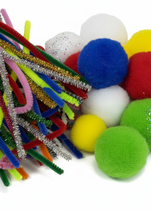 Kit manualidades textura limpiapipas brillantina y pompones colores vibrantes creatividad