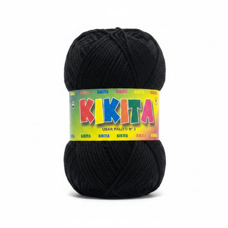 Lana KIKITA negra fondo blanco
