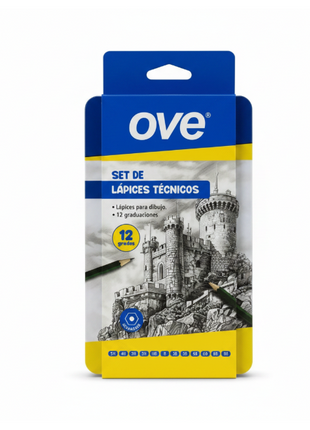 OVE Set Lápices Técnicos 12 graduaciones - 5H a 8B hexagonales para dibujo técnico y artístico profesional