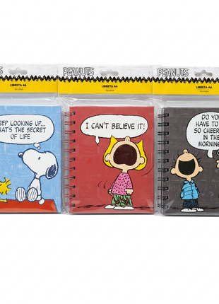 Las tres libretas Peanuts de frente