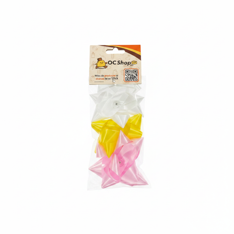 Lazos Estrella Blanco-Amarillo-Rosa