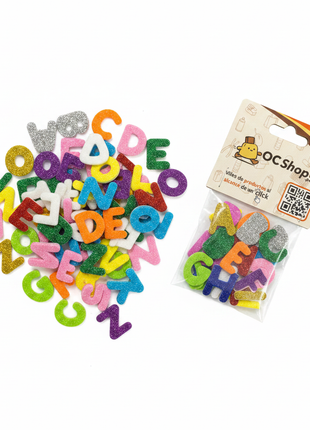 Letras Foami Glitter Pequeñas - Flat Lay