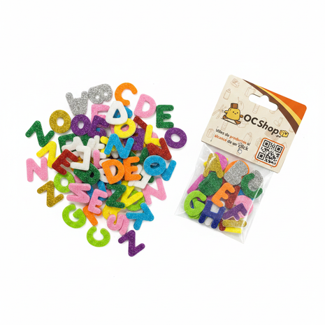 Letras Foami Glitter Pequeñas - Flat Lay
