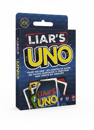 Liar's UNO Mattel – juego de cartas familiar – 2 a 6 jugadores – estrategia y engaño – mayores de 7 años