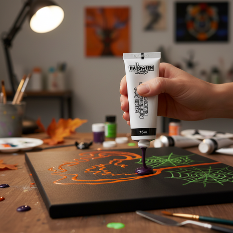 Halloween Craft pintura acrílica 75ml aplicación sobre lienzo manualidades uso real Perú

