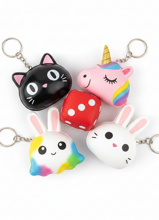 OC Shop llavero squishy flat lay surtido gato unicornio conejo dado espuma kawaii