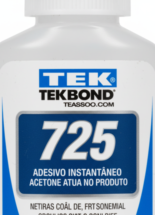 Loctite 725 – detalle de etiqueta azul y plateada con modelo 725 – cianoacrilato industrial de alta precisión y resistencia

