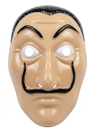 Máscara beige con bigote sobre fondo blanco