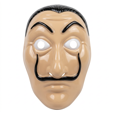 Máscara beige con bigote sobre fondo blanco