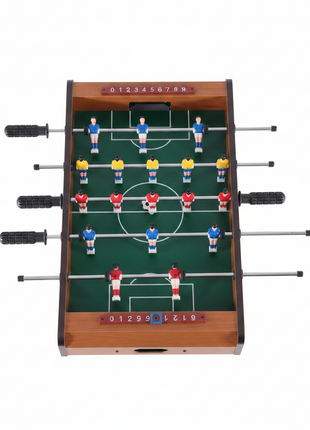 RAVE mini mesa fútbol madera natural jugadores campo verde barras metálicas sobremesa

