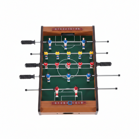 RAVE mini mesa fútbol madera natural jugadores campo verde barras metálicas sobremesa

