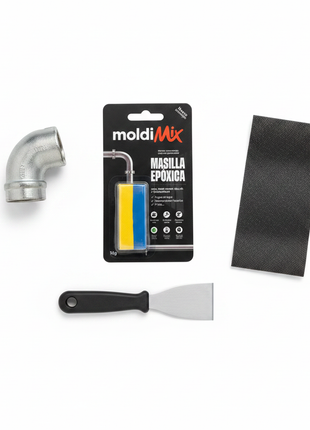 MoldiMix Masilla Epóxica – masilla epóxica en barra – solución profesional para relleno y sellado de metal, PVC y concreto

