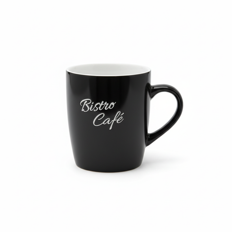 Mug 12oz Bistro Café Negro - fondo blanco