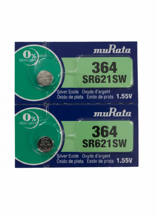 Murata 364 SR621SW – 2 pilas tipo botón de óxido de plata – larga duración para relojes y joyería de precisión


