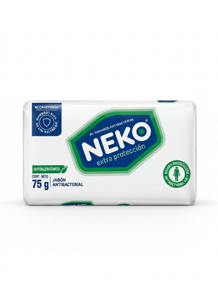 Neko jabón de tocador antibacterial extra protección 75g – empaque blanco verde