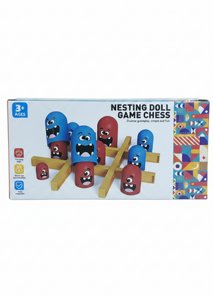 Nesting Doll Game Chess gato madera piezas muñecas expresivas lógica niños 3 años