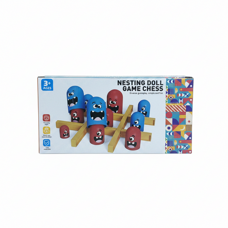 Nesting Doll Game Chess gato madera piezas muñecas expresivas lógica niños 3 años