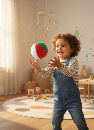 Niño jugando con pelota de trapo