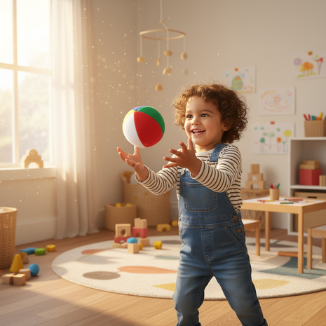 Niño jugando con pelota de trapo