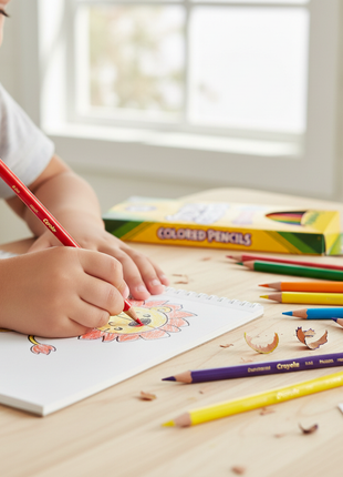Niño usando lápices de colores Crayola 12 unidades