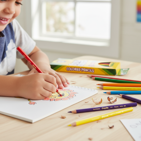 Niño usando lápices de colores Crayola 12 unidades